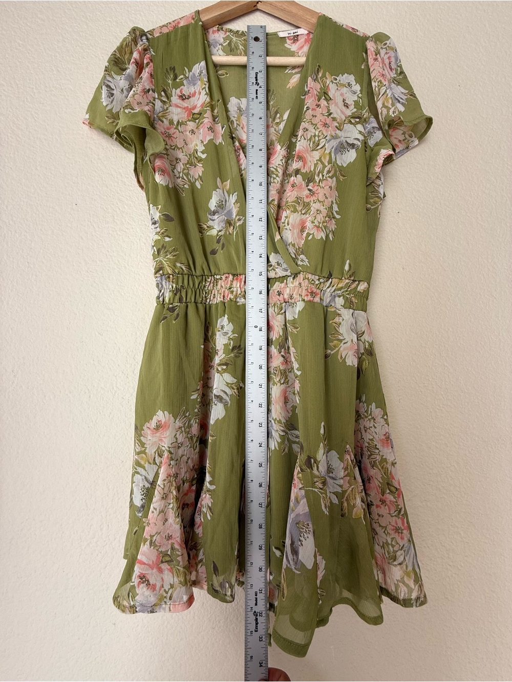 miami Olive Green Floral Wrap Mini Dress - Picture 6 of 10
